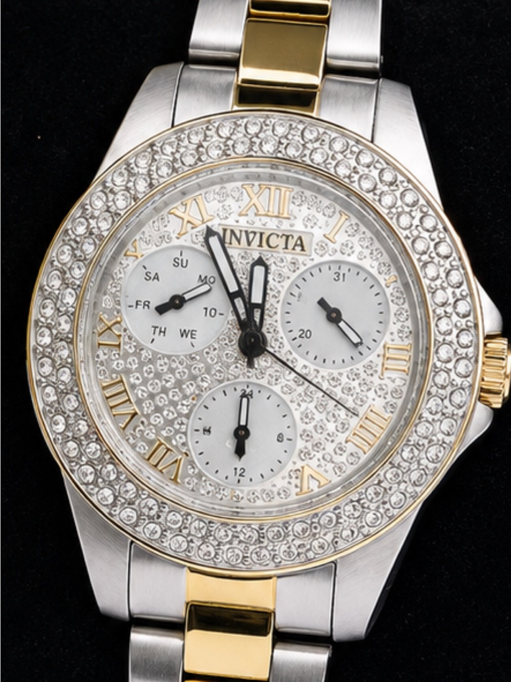Invicta ANGEL QUARTZ Two-Tone Gold and Silver Crystal-Accent Women's Watch 38mm - Picture 3 of 3